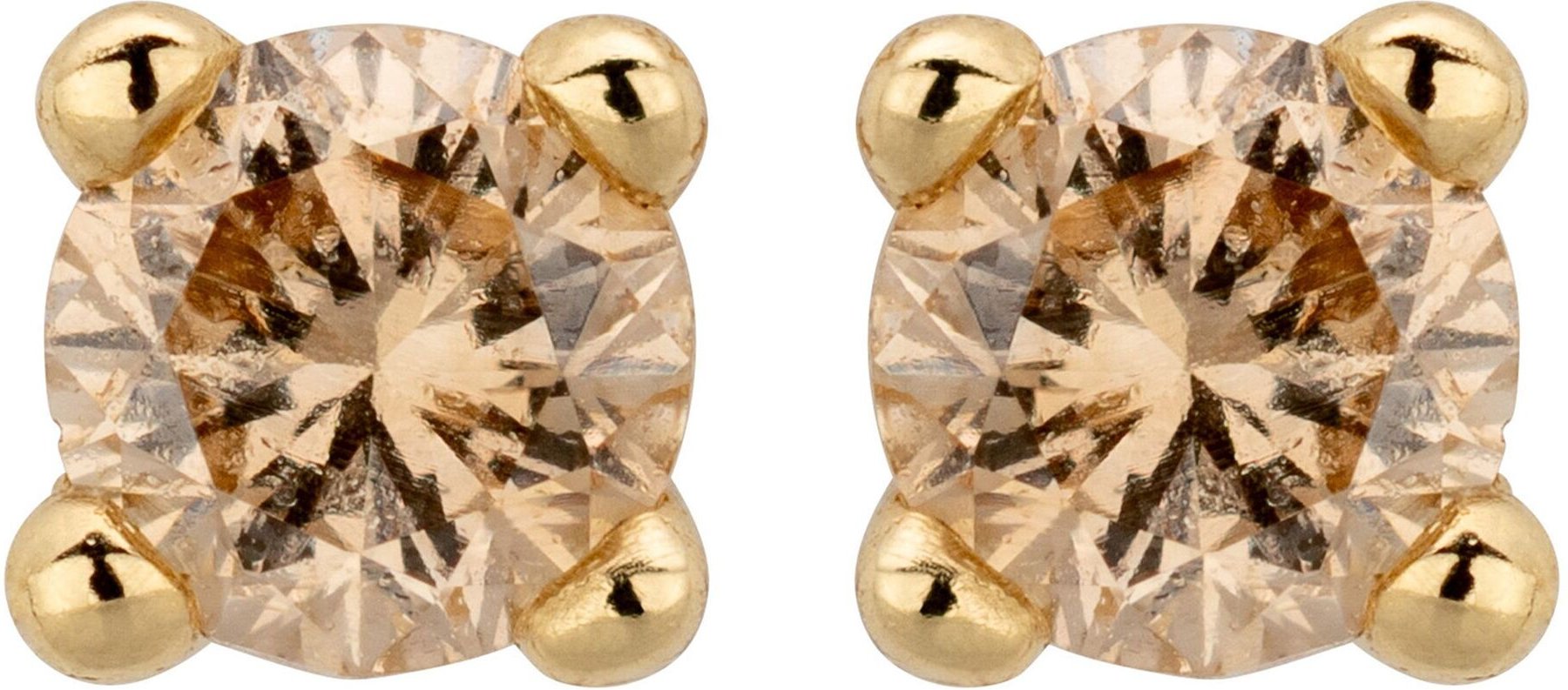 Orolino Ohrstecker 585/- GG glanz 2 Brill. 0,10ct. braun