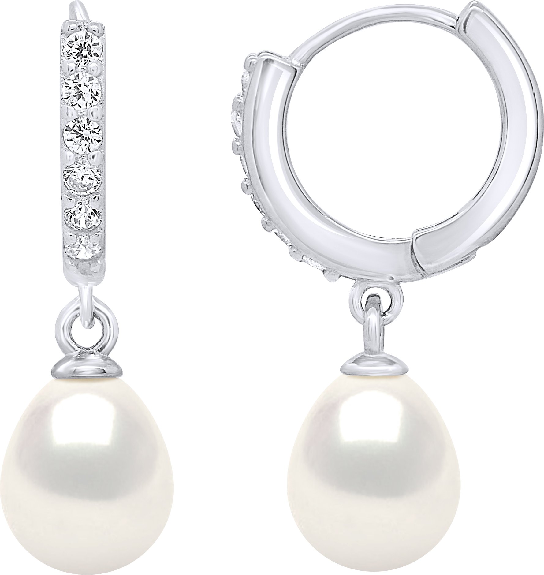 Creolen-Ohrringe, echte Süßwasser-Zuchtperlen, Birne, 8–9 mm