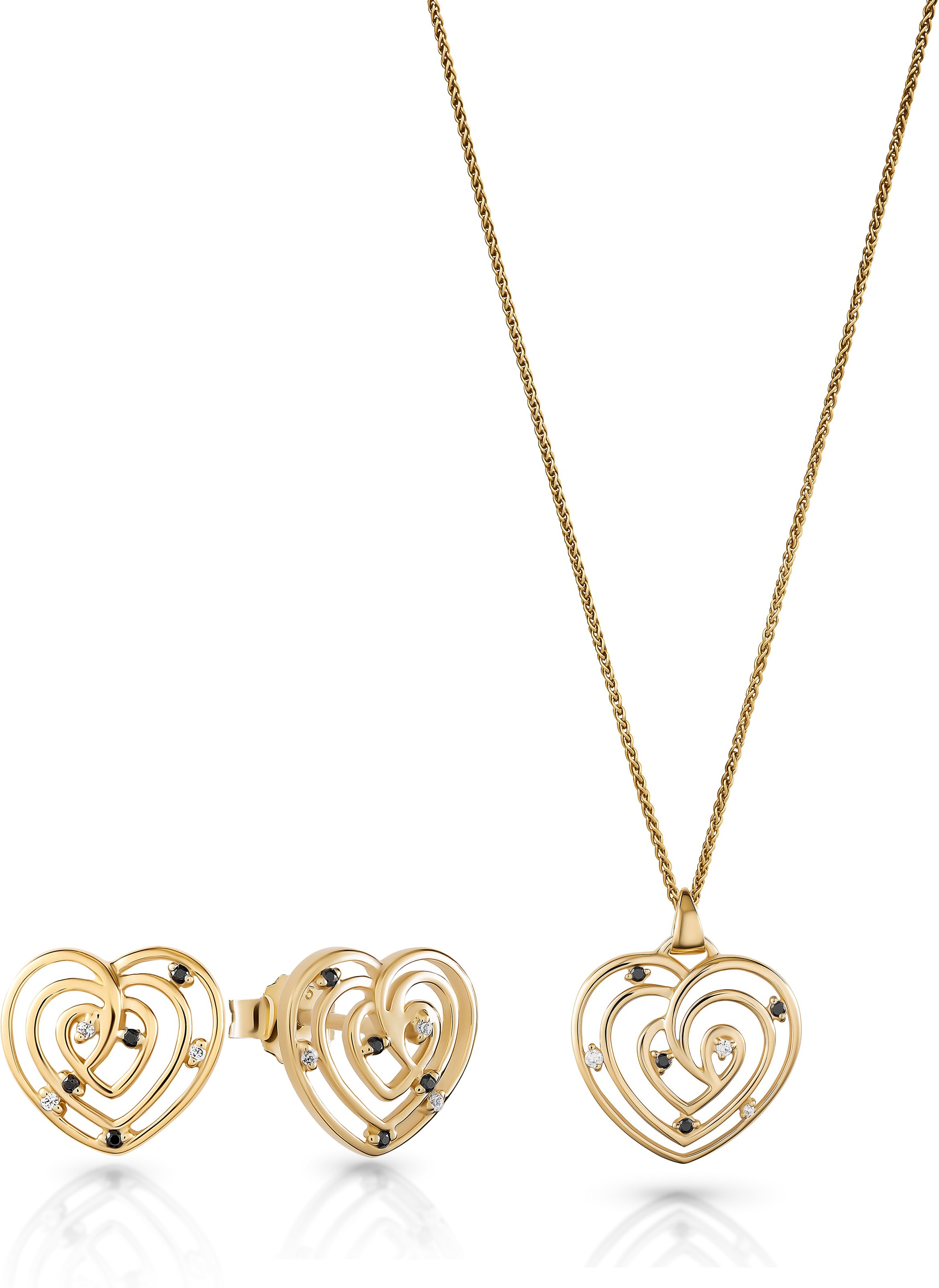 Orphelia 'Euphoria' Damen 925 Sterling Silber Set: Halskette-Anhänger + Ohrringe - Gold SET-7522/G