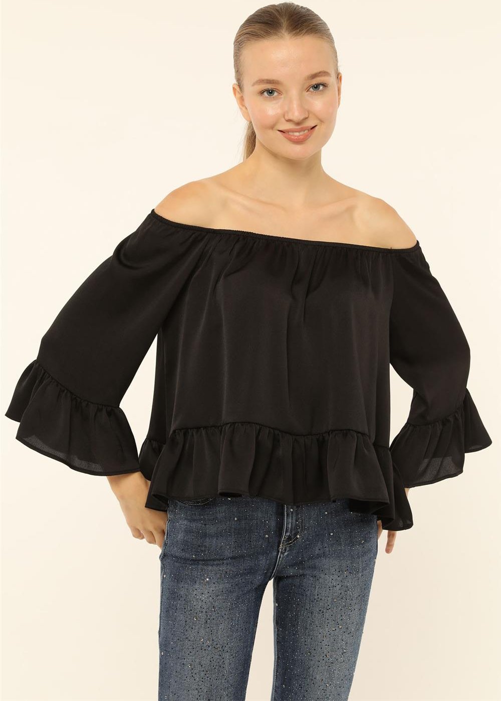 Elastische Halsbluse