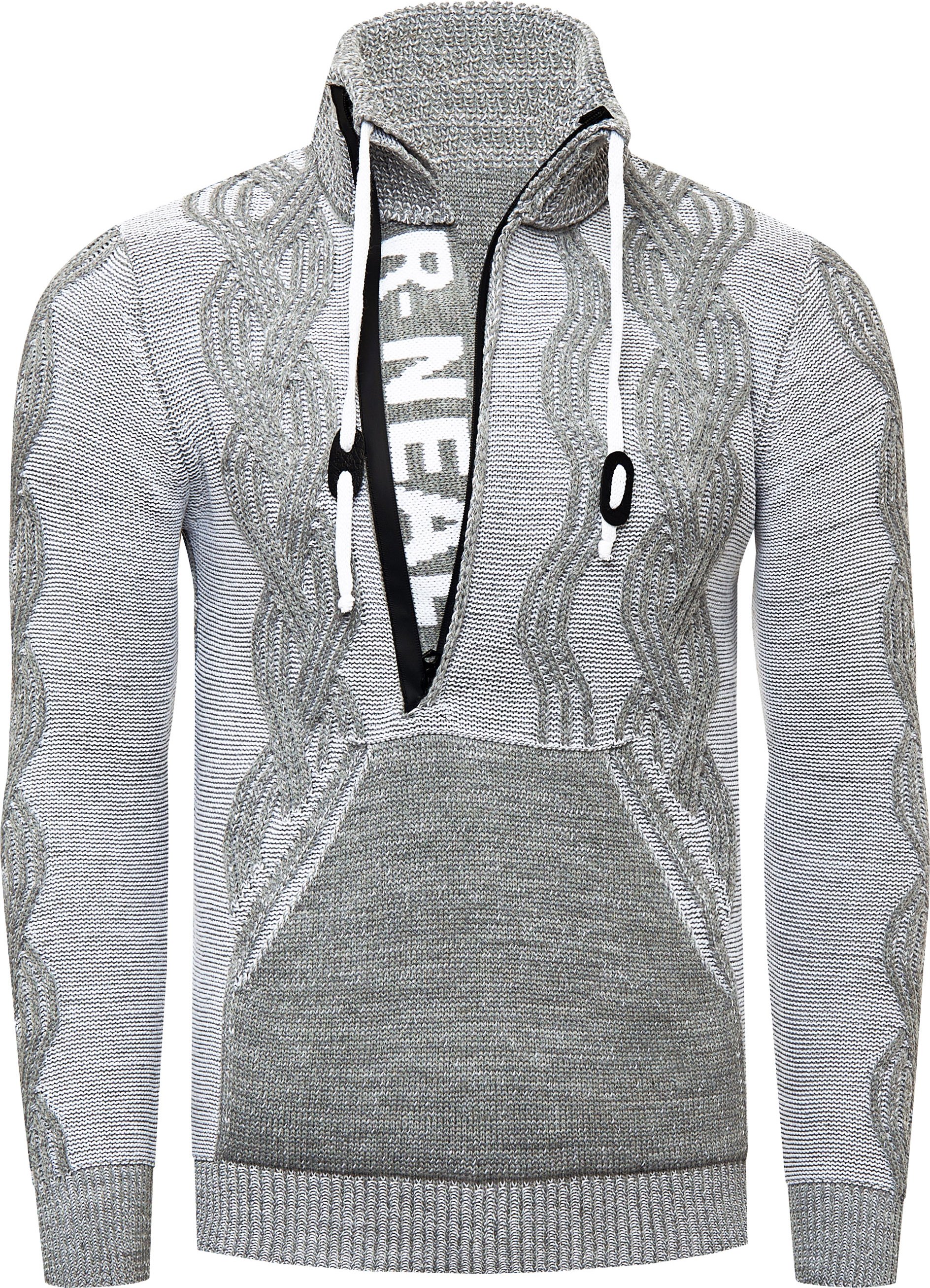 Thumbnail - 1/2 Zip Pullover im Kontrast Design