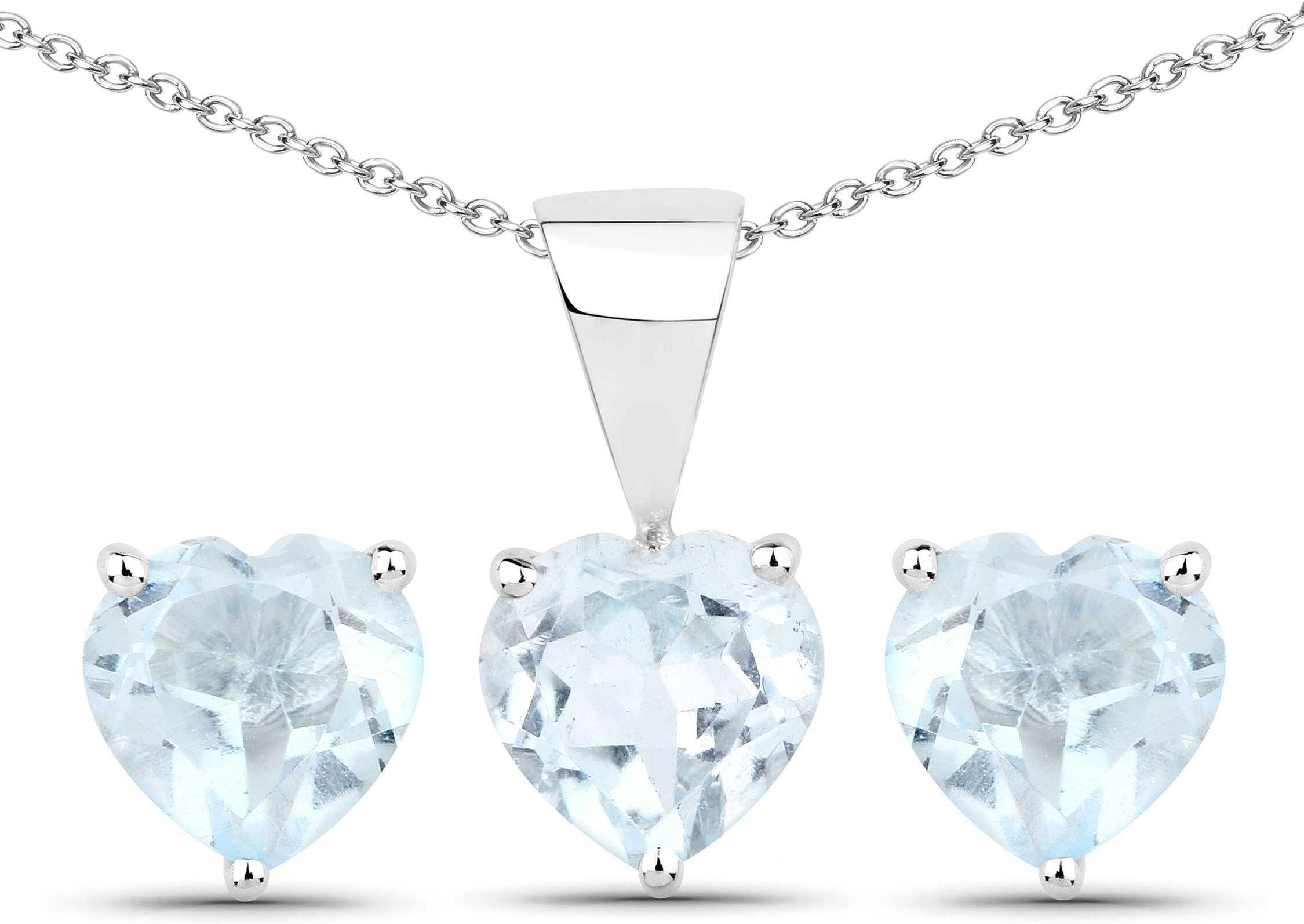 Vira Jewels Schmuck-Set Silber 925 rhodiniert Ohrringe und Halskette mit Blautopas (beh.) Herz-Form