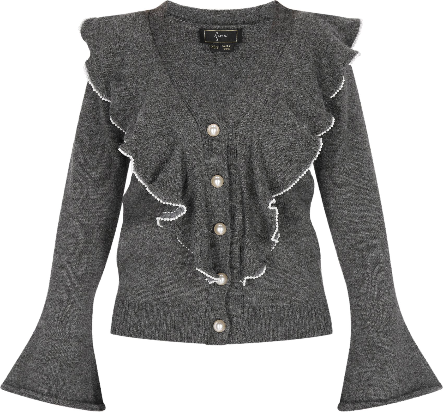 Faina Strickjacke Damen dunkelgrau melange