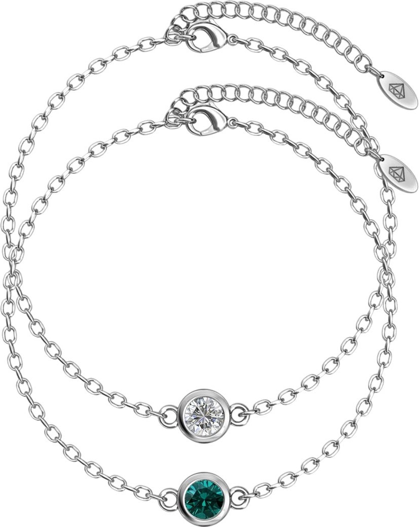 Geburtsstein-Armbänder - Silber, Kristall und Grün