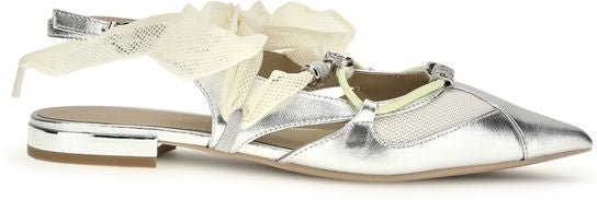 PINKO Silberne Kalbsleder Bos Taurus Ballerinas