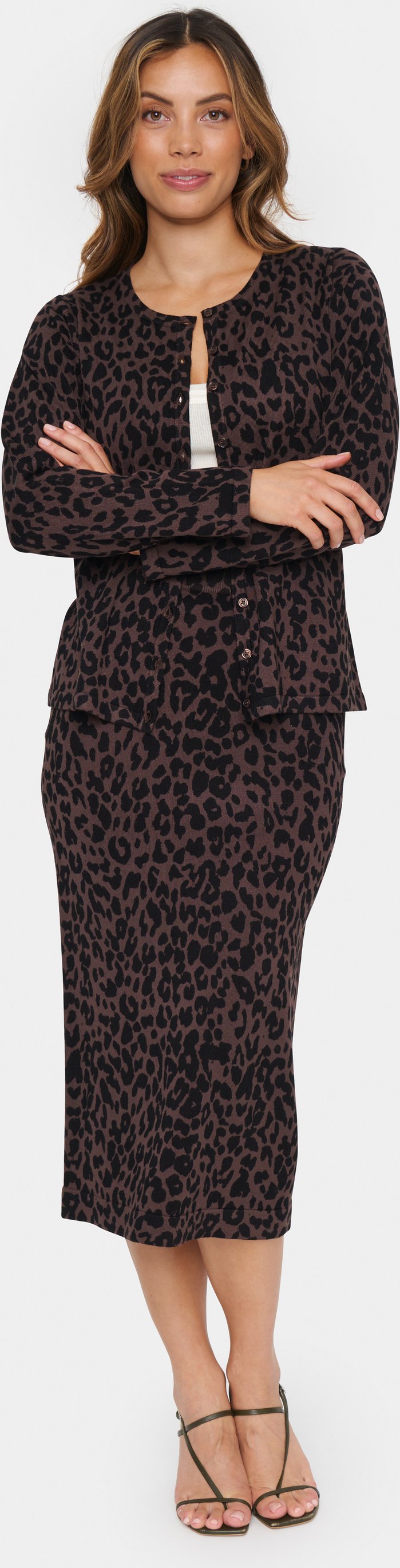 Strickjacke Gerade Passform leopard