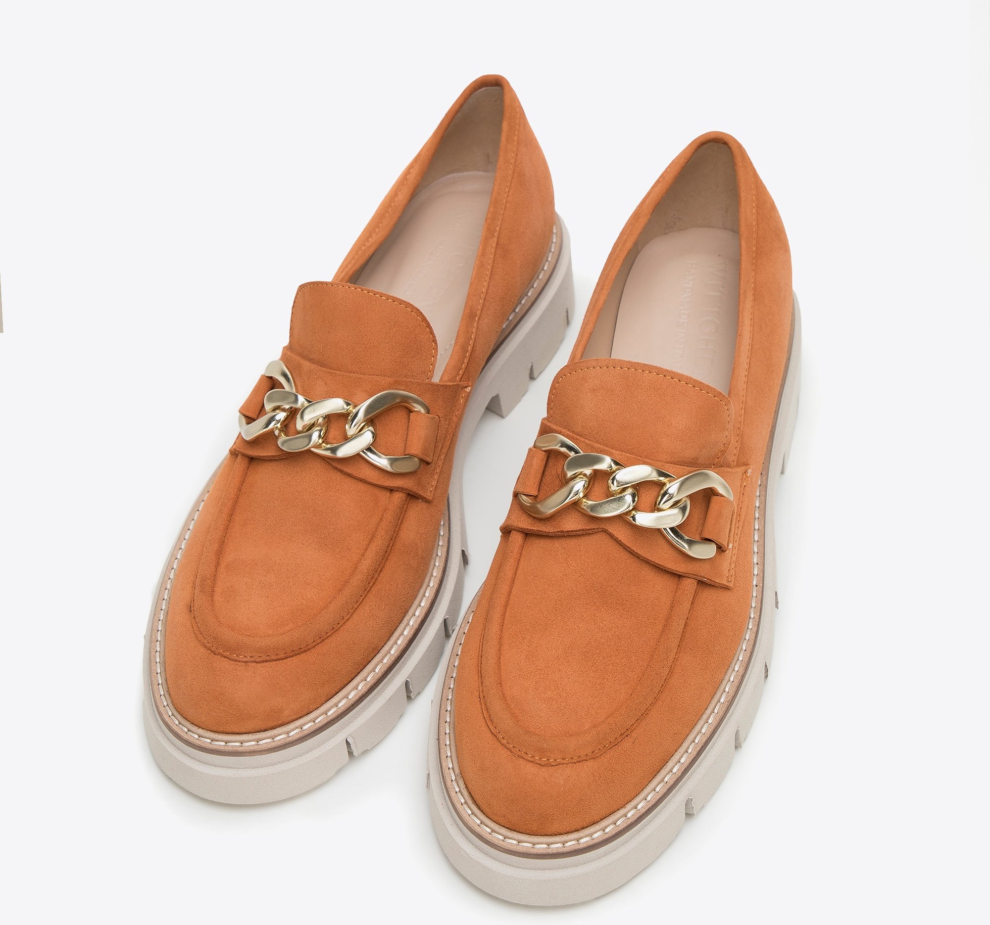 Wittchen Damen-Wildledermokassins mit Kette und Plateau, Ziegelrot, Wildleder