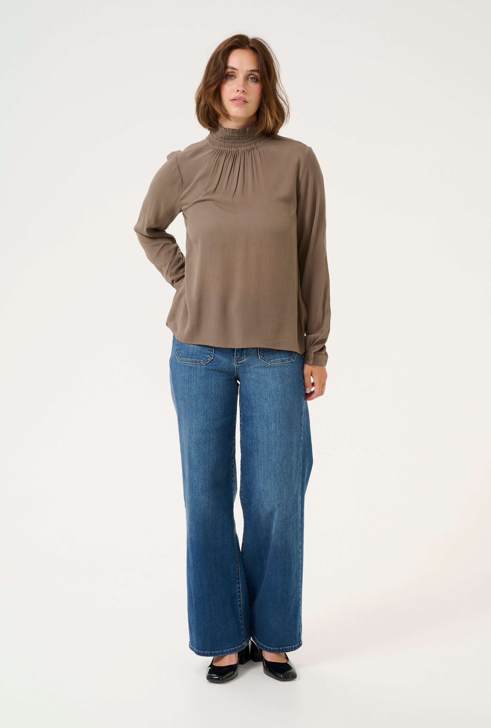 Thumbnail - Langarm-Bluse Regular fit Major Brown