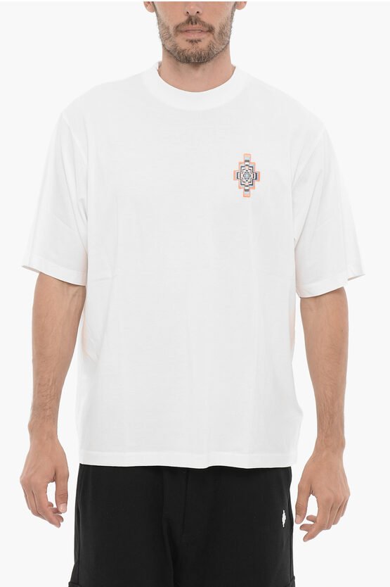 Einfarbiges OPTICAL CROSS Rundhals-T-Shirt in Weiß