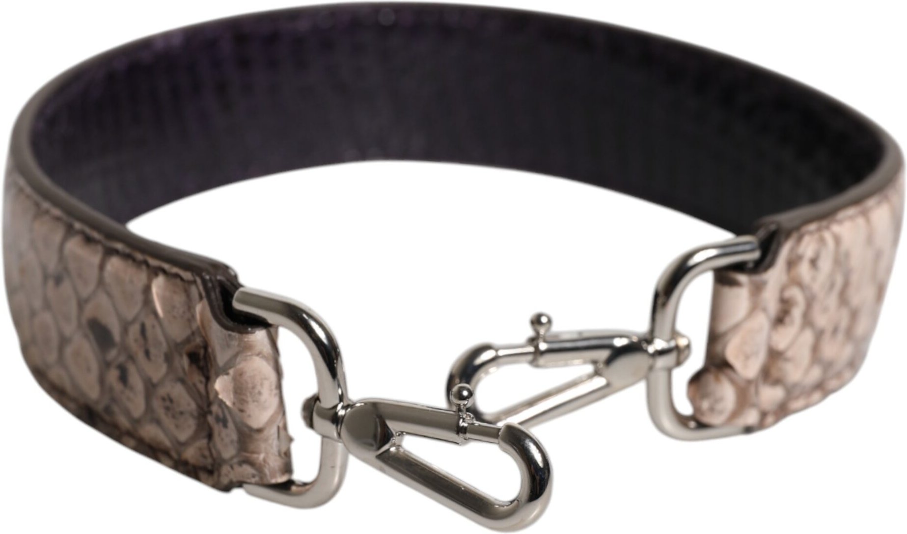 Schwarze Creme Exotische Lederhandtasche Schulterriemen