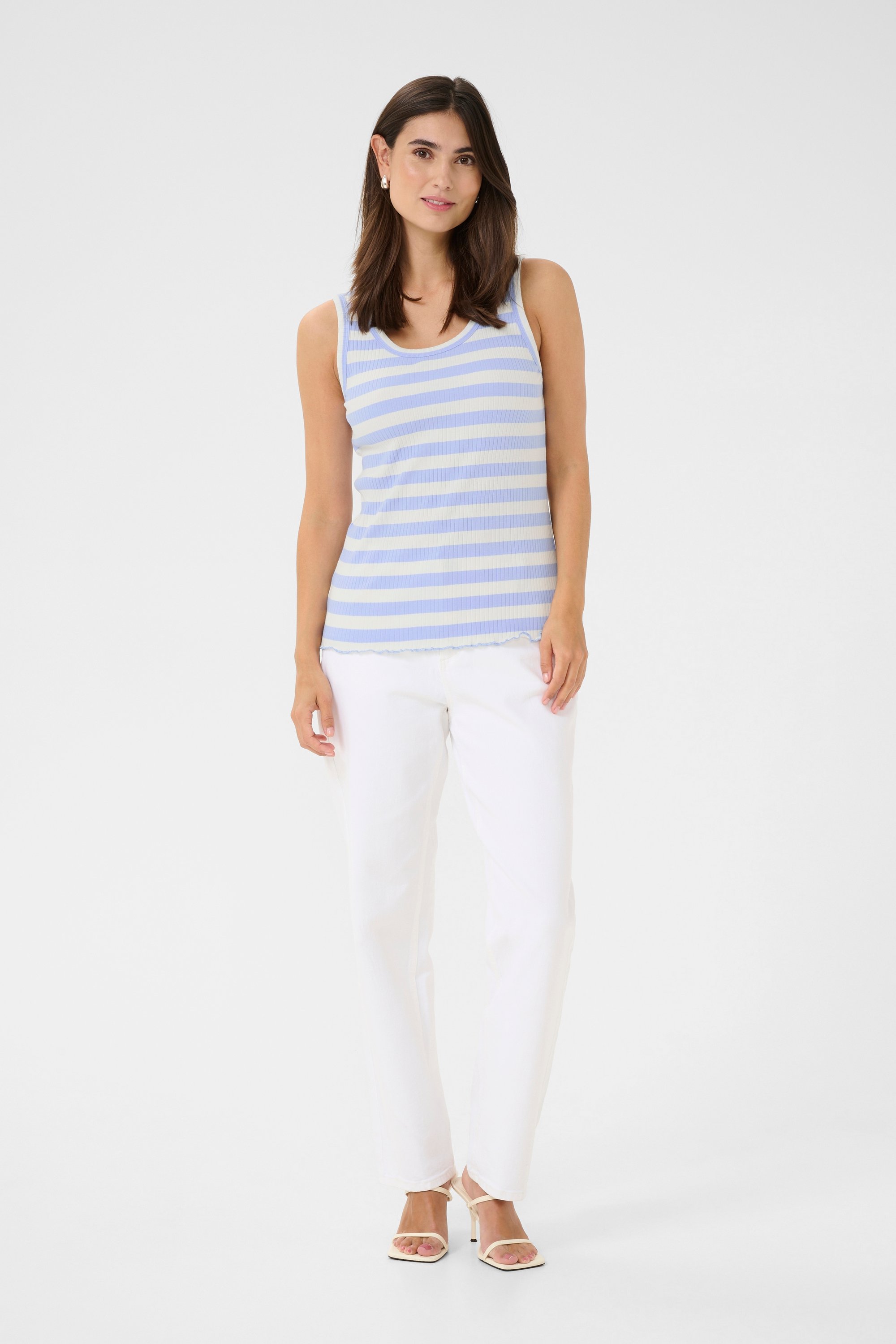 Jersey-Top Entspanntes Schnitt Serenity/Weiße Streifen blue white