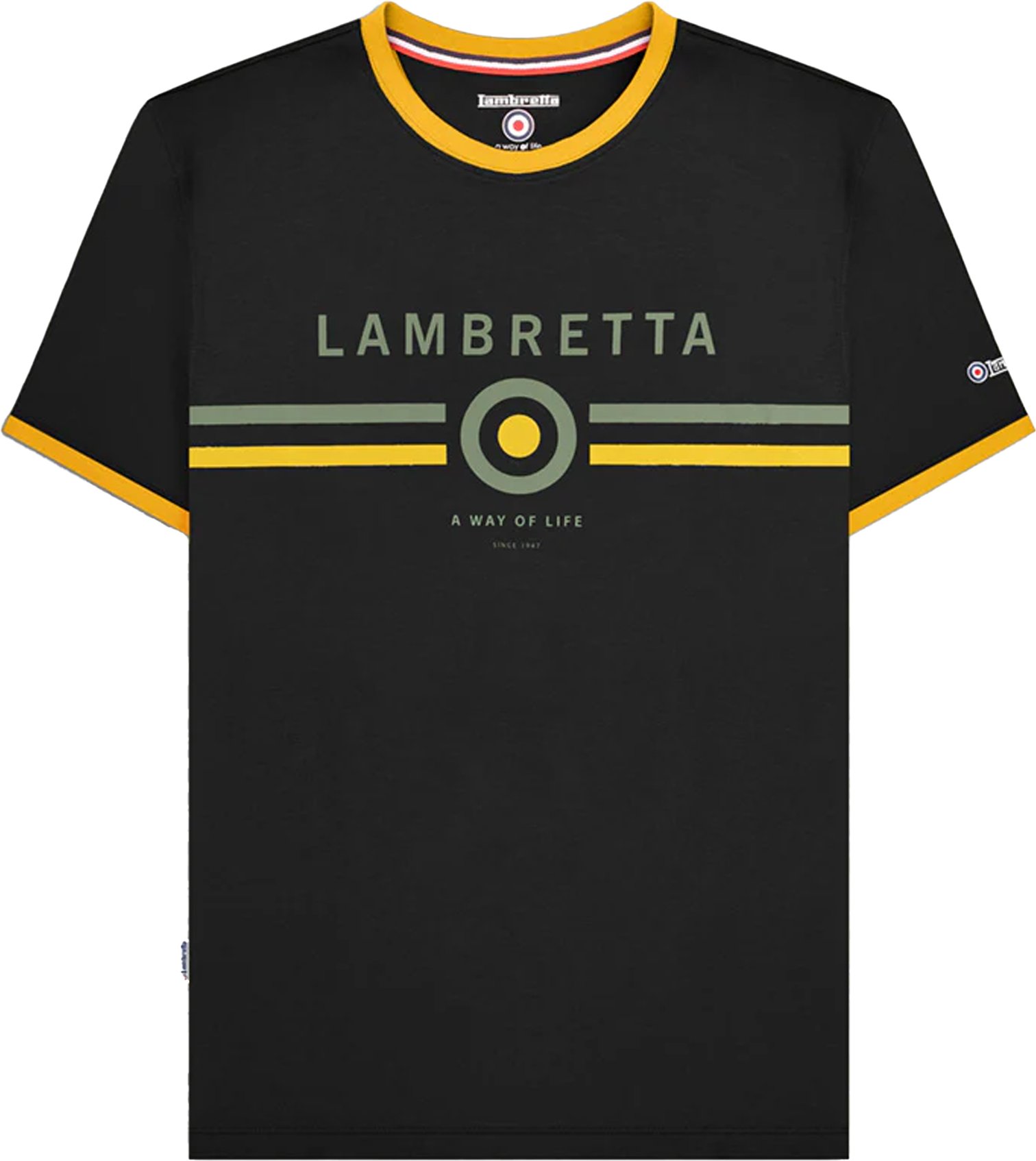 Lambretta - T-Shirt Ringer-Stil für Herren (Schwarz/Gold)