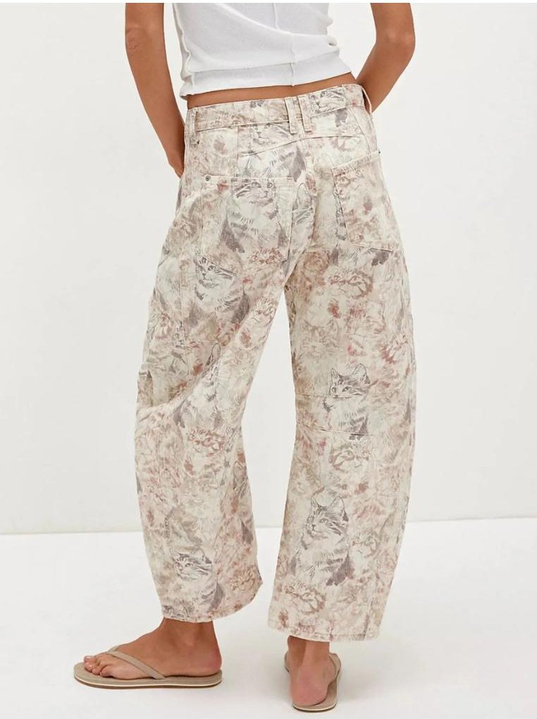 Damen Bedruckte Weite Jeans