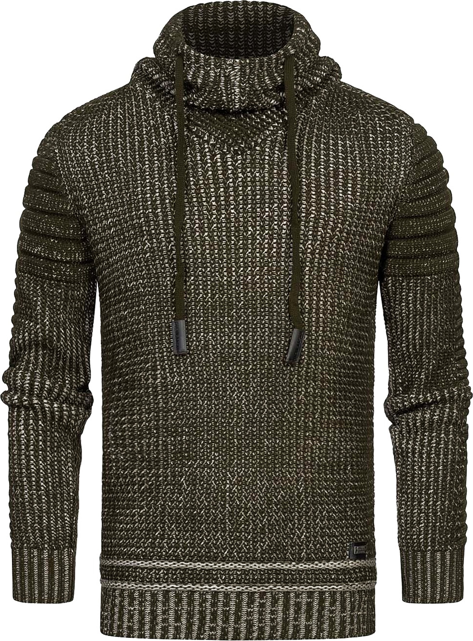 Thumbnail - Stehkragen Grobstrick Biker Pullover mit Hohem Rollkragen