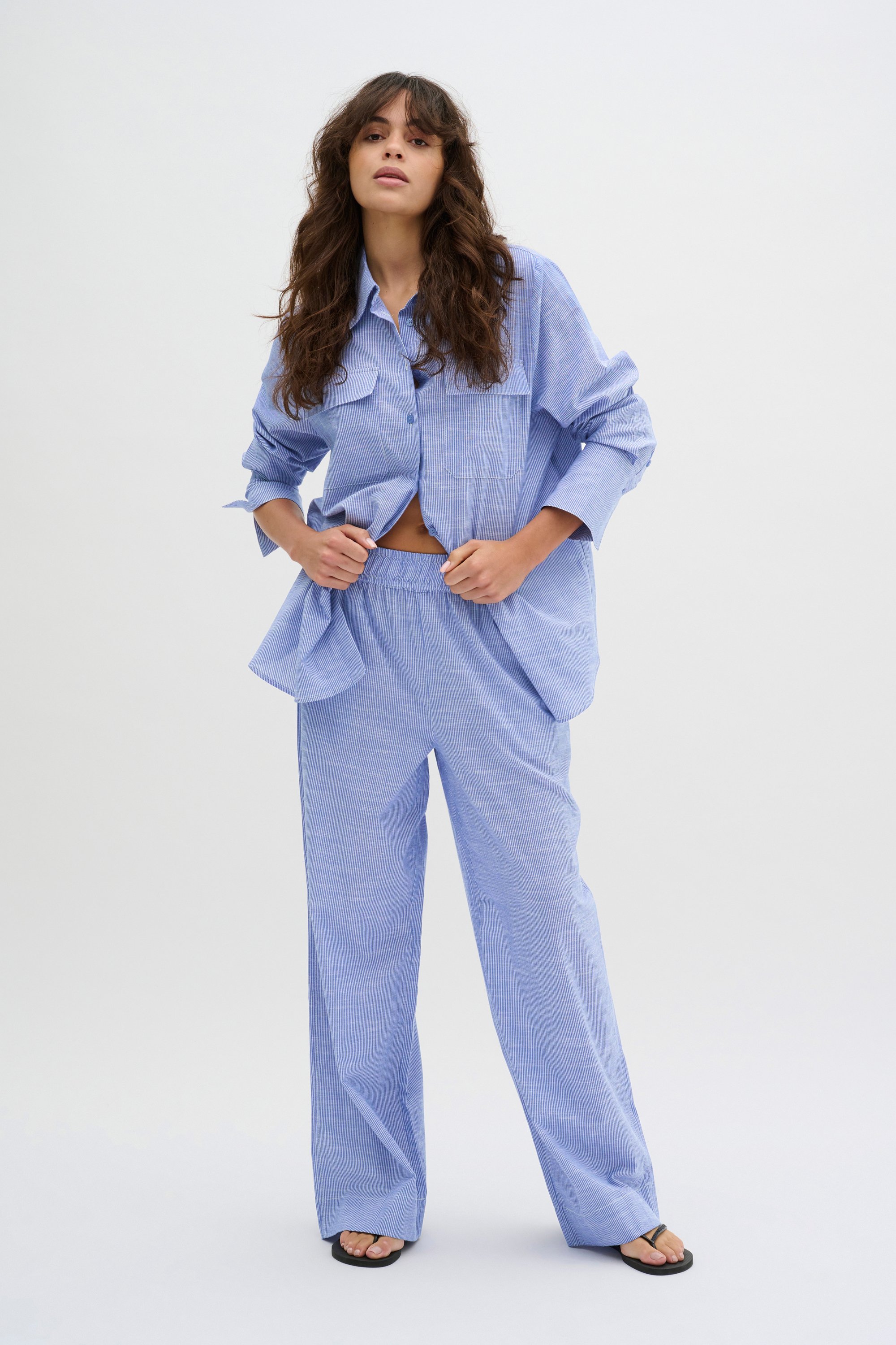 Langarm - Hemd Casual fit blue white