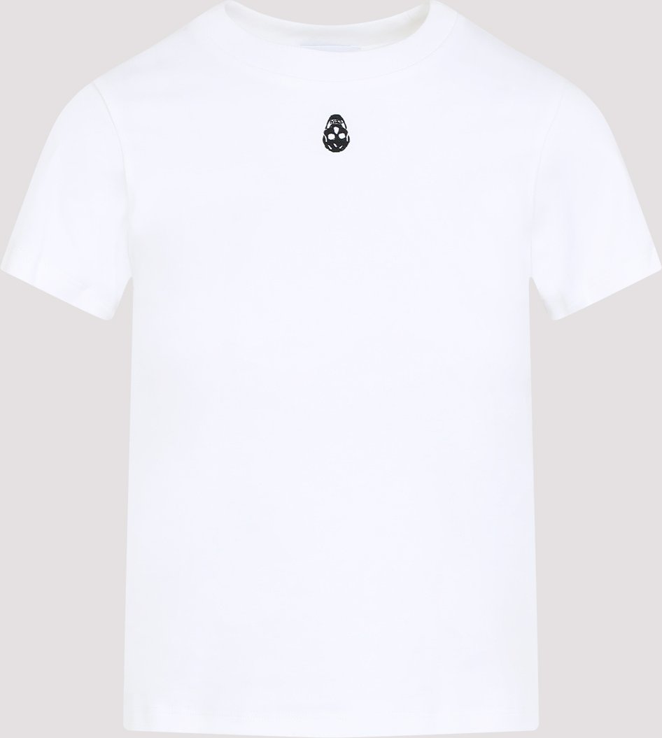 Weißes T-Shirt mit Schädelstickerei