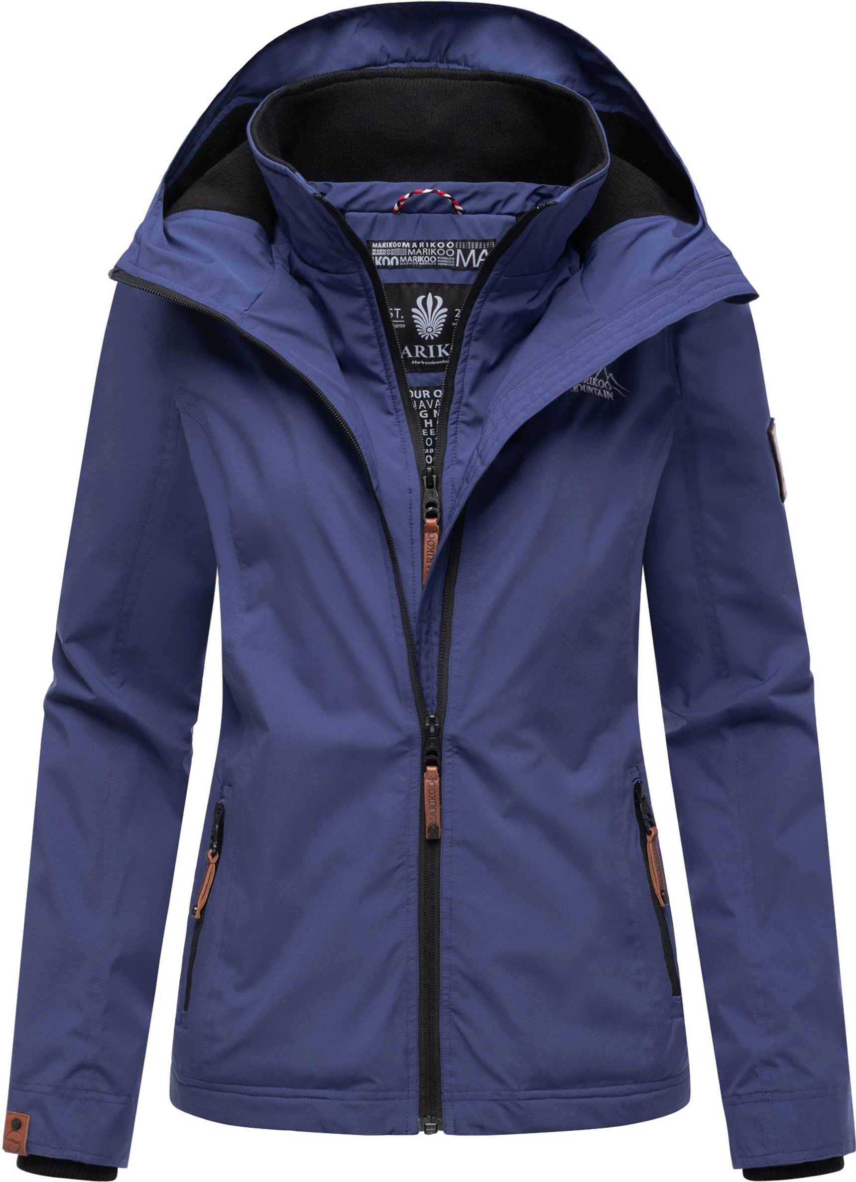 Marikoo Damen Übergangsjacke Erdbeere mit Doppelkragen & Fleece-Innenfutter