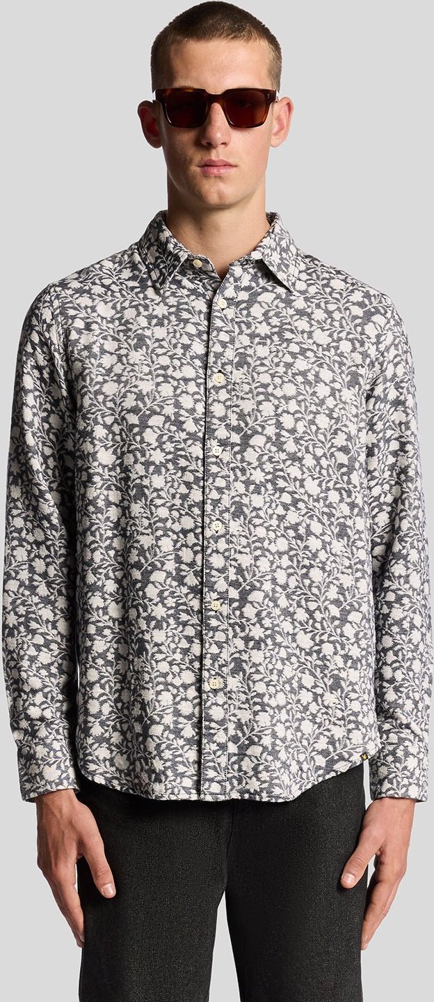 Lyle & Scott Viskose-Mix Floral Jacquard Hemd - Mehrfarbig