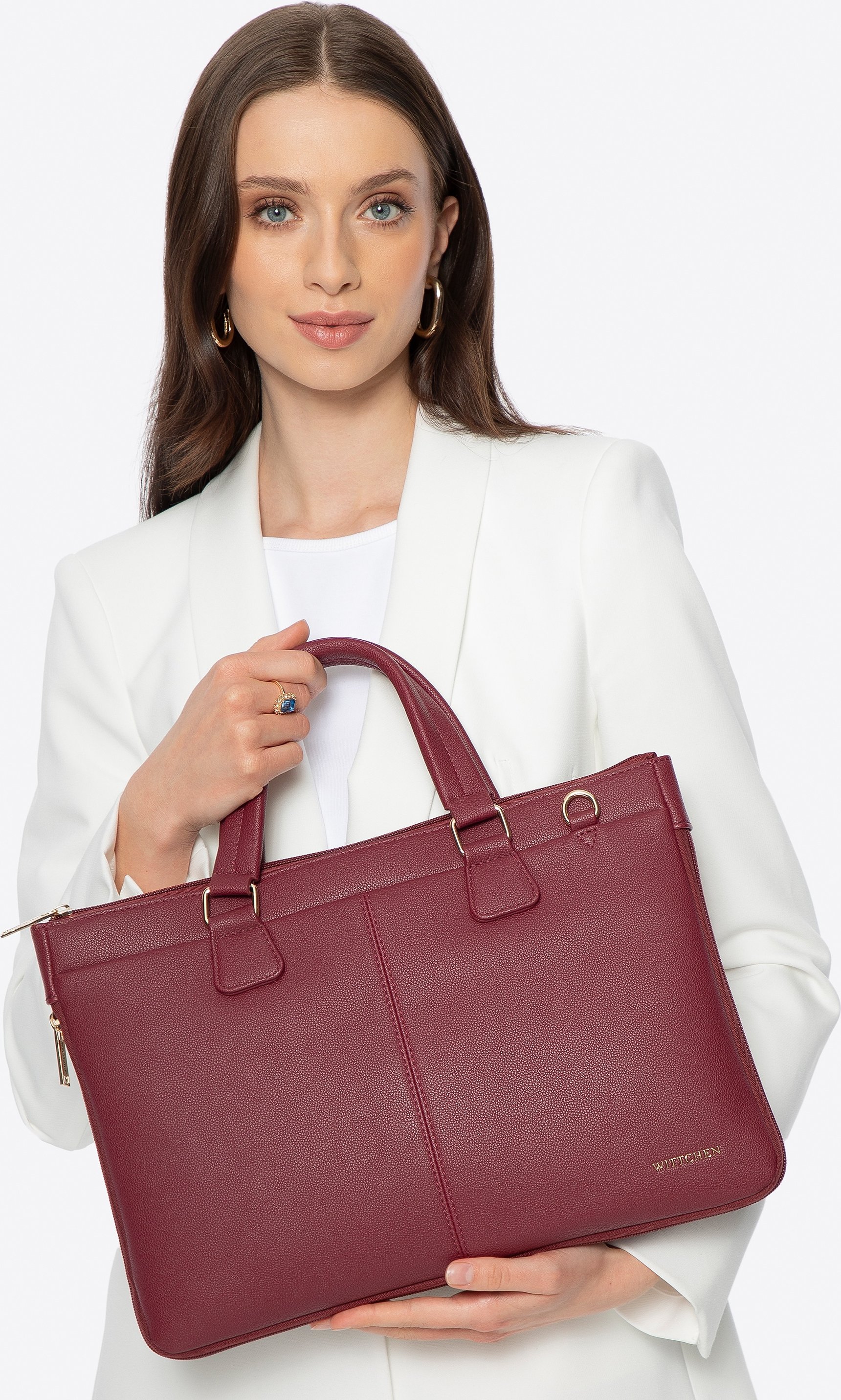 Wittchen Damen-Laptoptasche (14, 5 Zoll) aus Kunstleder, Burgunderrot, Öko-Leder