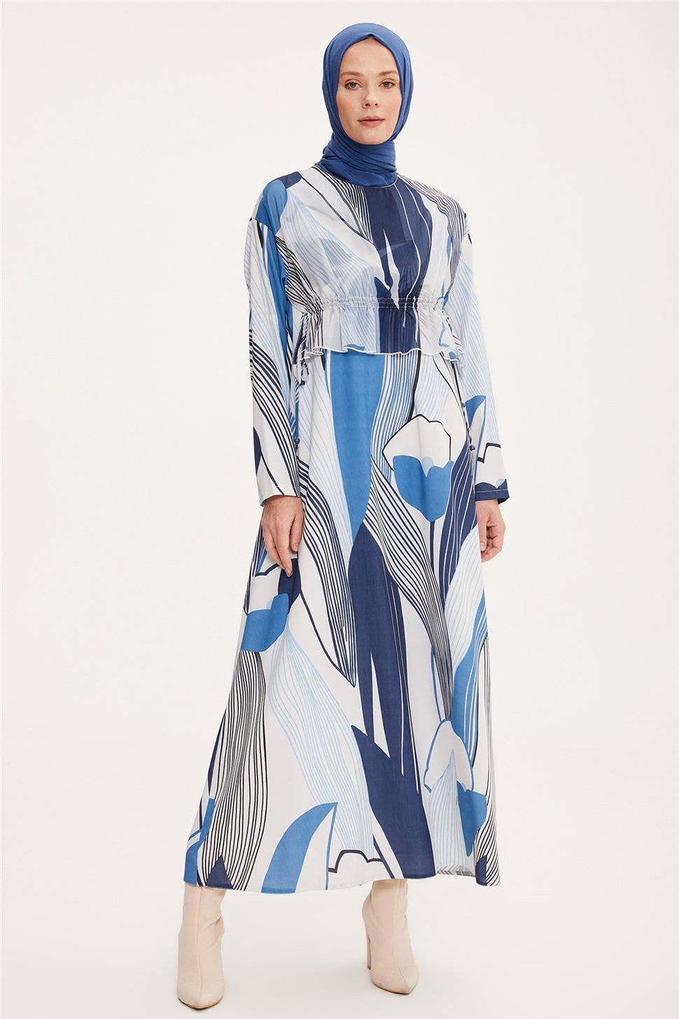 Kleid mit Armine-Muster und verstellbarer Taille