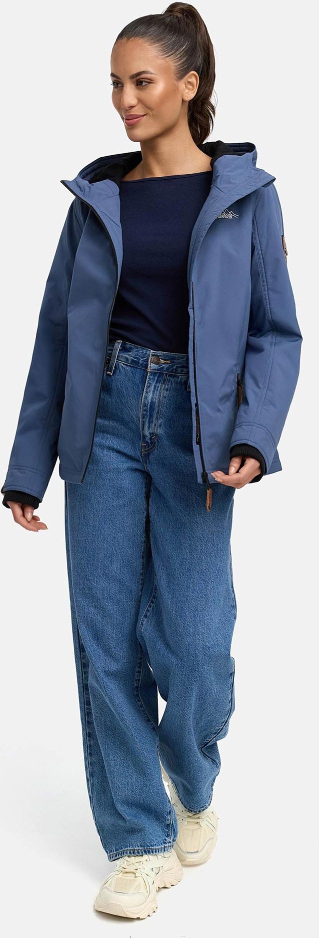 Marikoo Damen Übergangsjacke leichte wind- und wasserabweisende Jacke mit Kapuze Dusty Blue