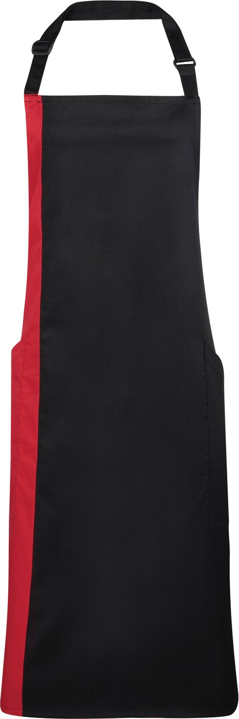 Premier Unisex-Kontrast-Latzschürze (schwarz/rot)
