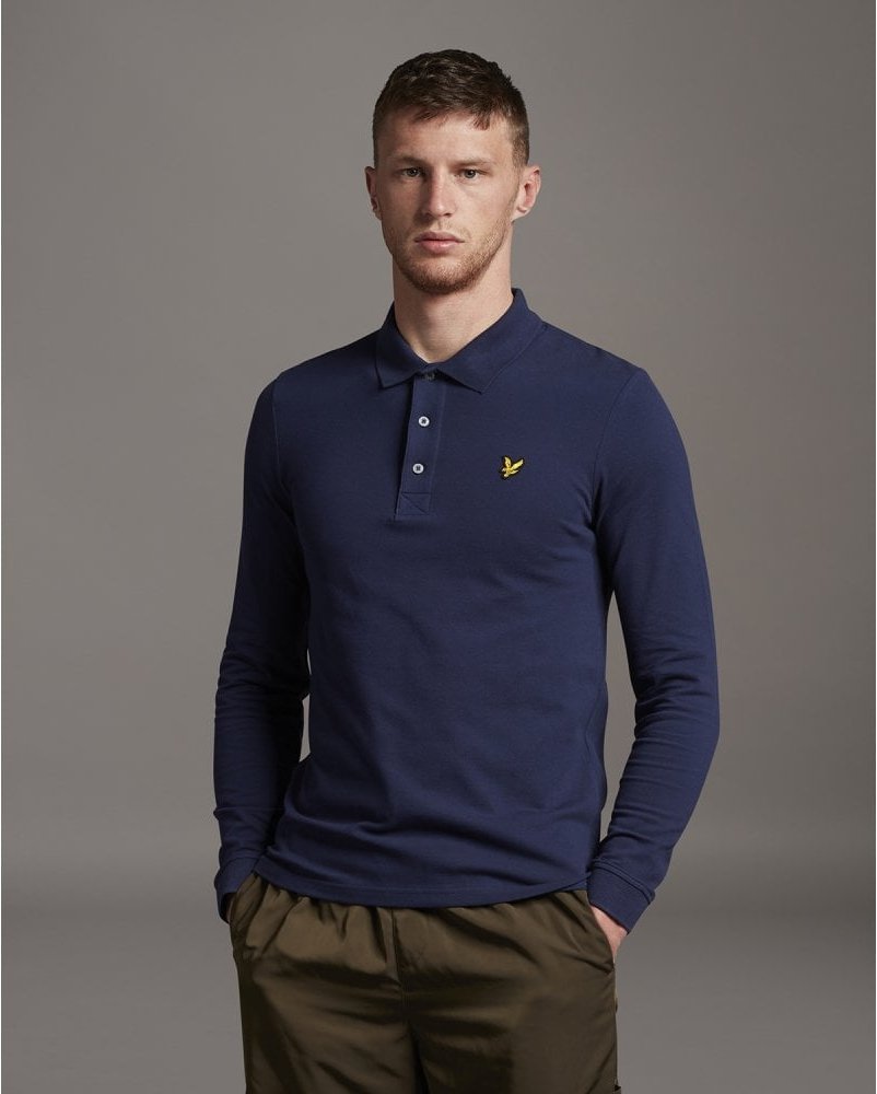 Lyle & Scott Langärmeliges Poloshirt in Navy