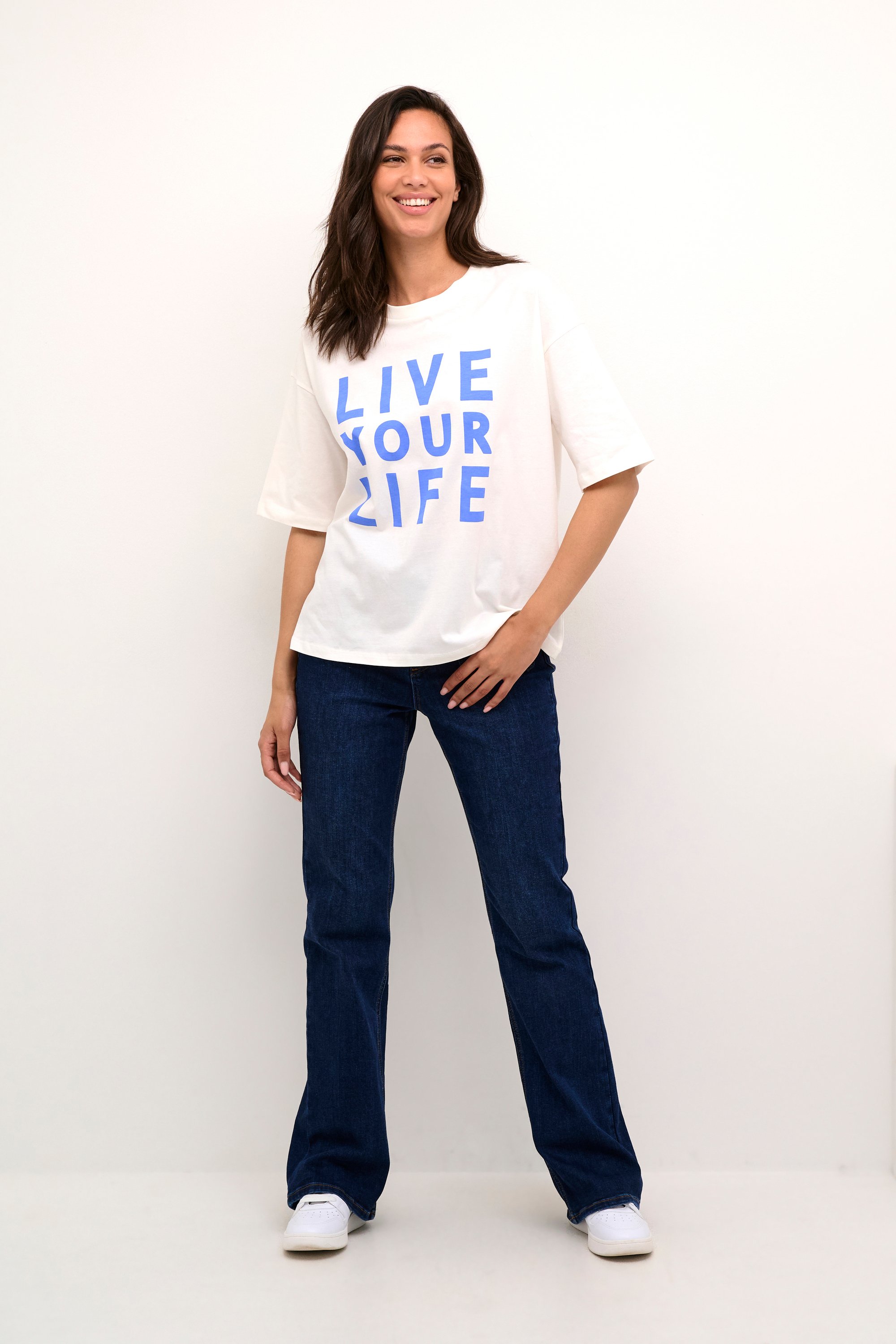 T-shirt Oversize fit Chalk/regatta Statement white blue