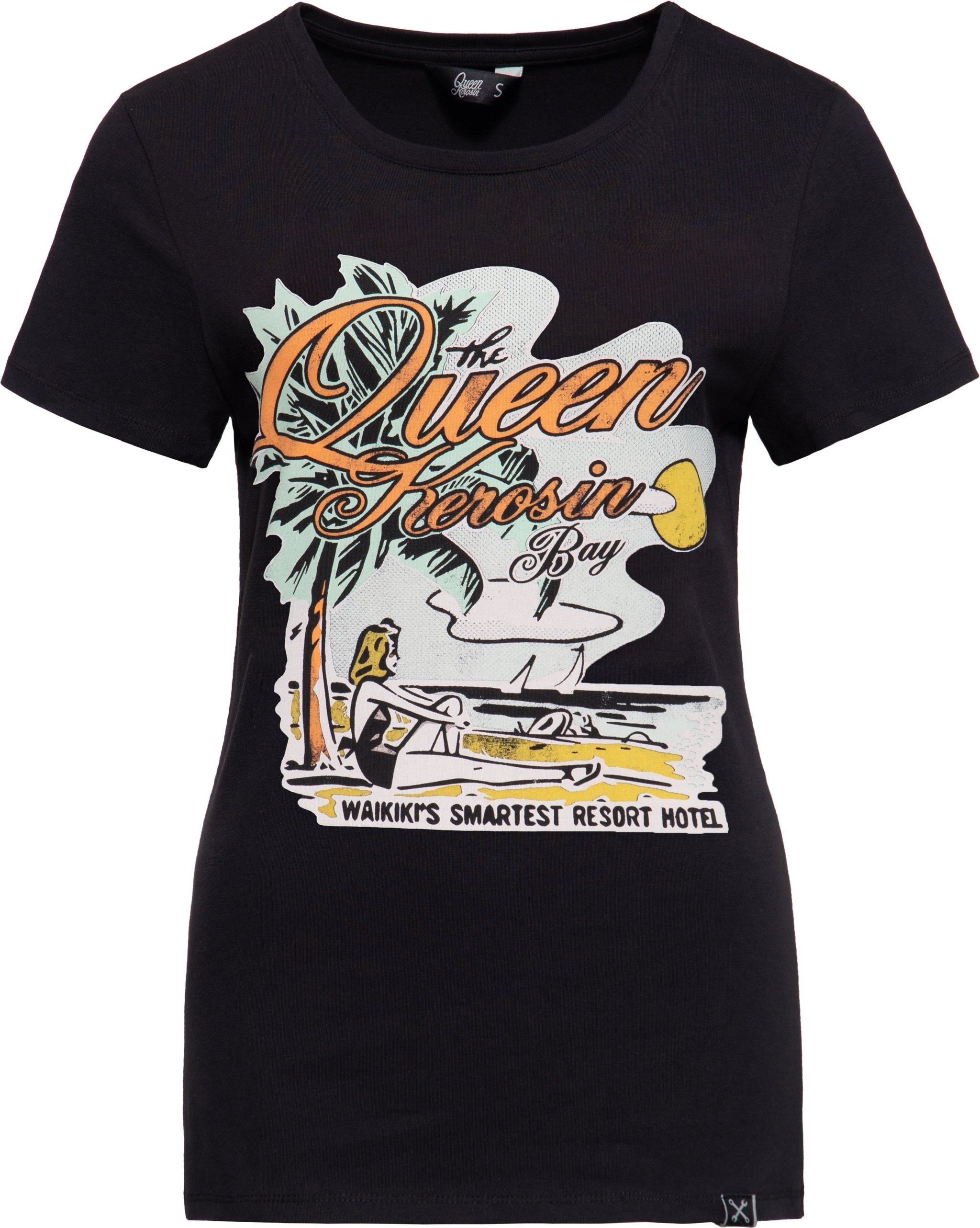 Queen Kerosin Damen Print T-Shirt Queens Bay schwarz