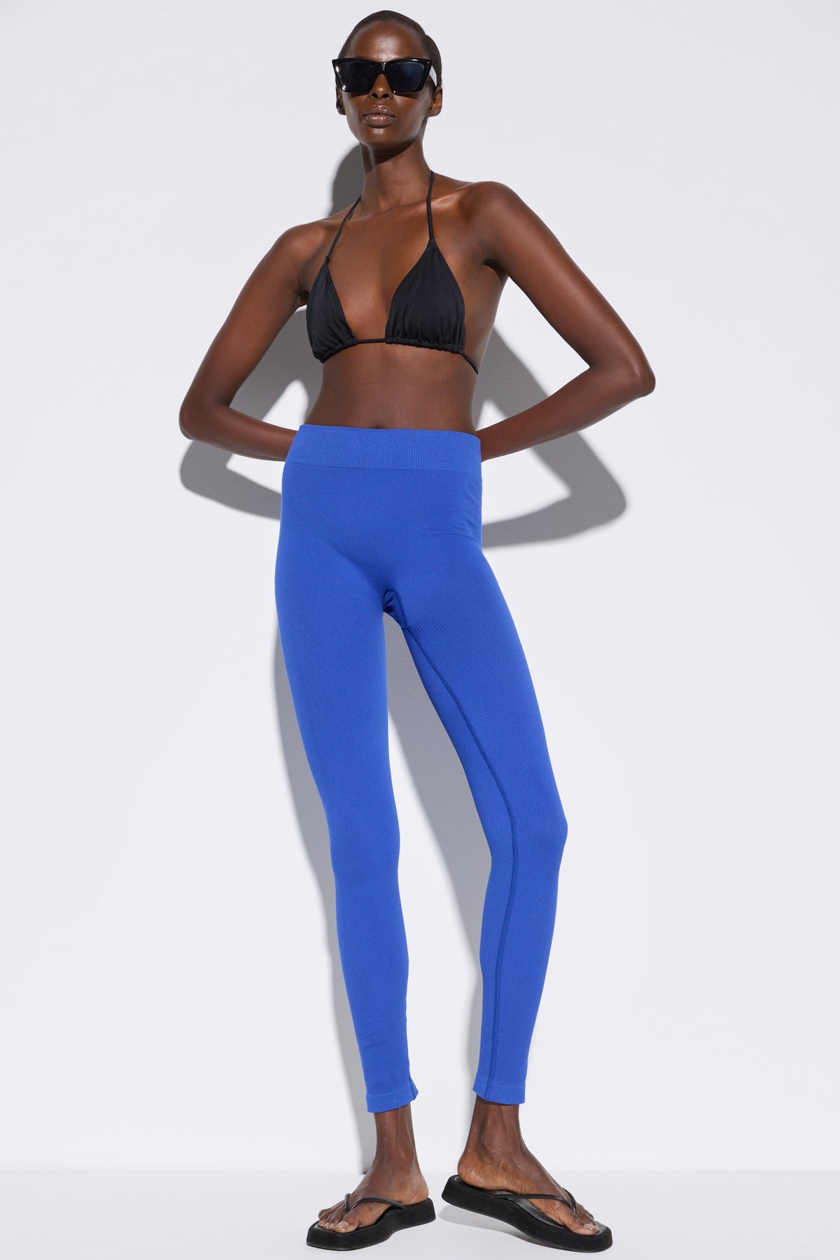 Blaue Nahtlose Leggings aus weichem Stoff