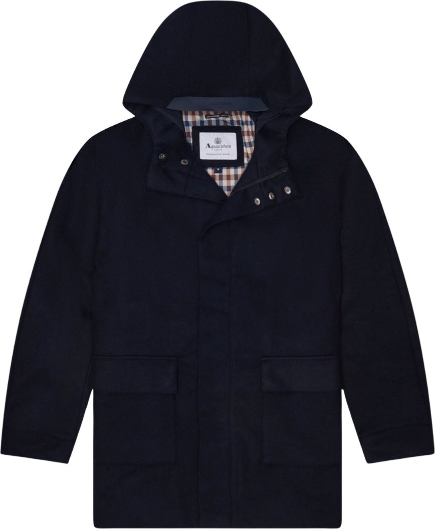 Aquascutum Aktiver Wollmantel Mit Kapuze, Marineblau