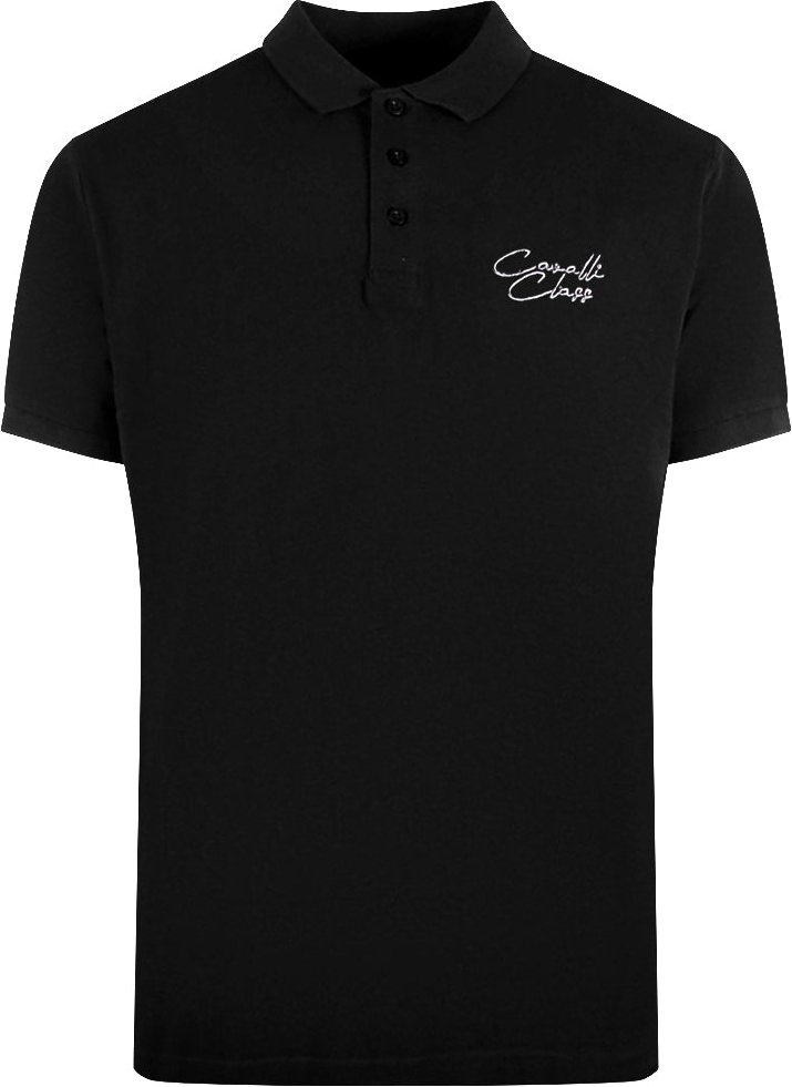 Cavalli Class Signature Logo Schwarzes Poloshirt