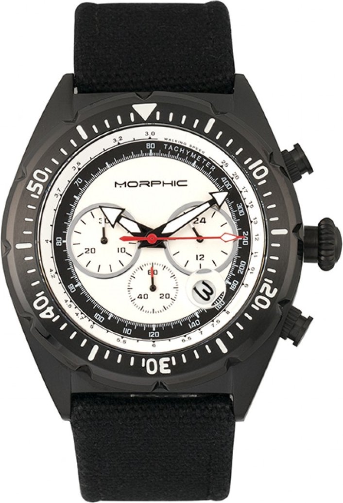 Montre chronographe Morphic M53 Series avec bracelet en cuir tressé en fibre et date