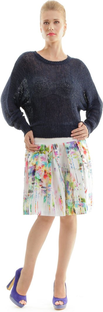 Baumwoll-Faltenrock mit Druck