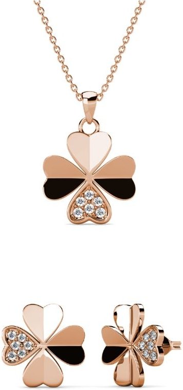 Kleeblatt-Set und Box - Rose Gold und Kristall