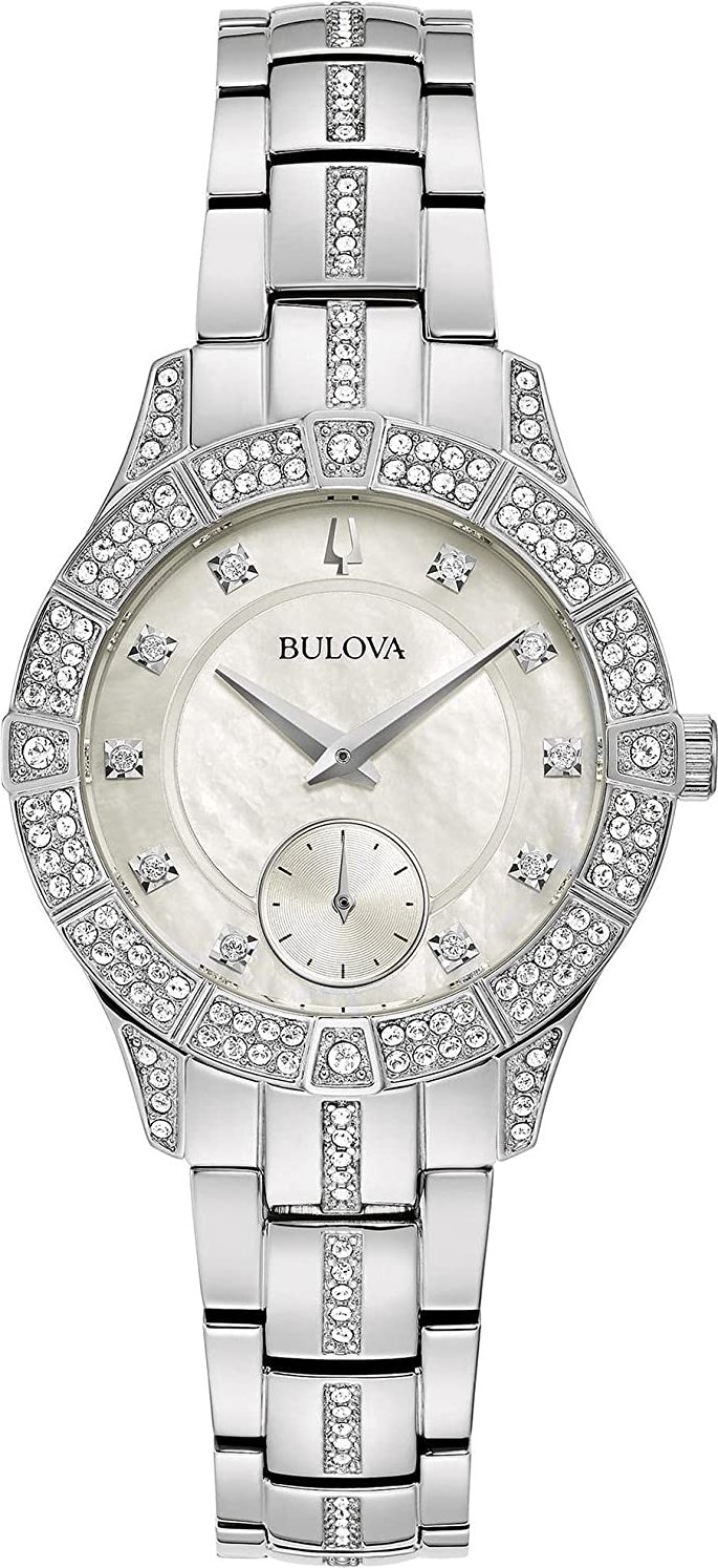 Bulova Phantom Crystal Silber Damen Armbanduhr 96L291
