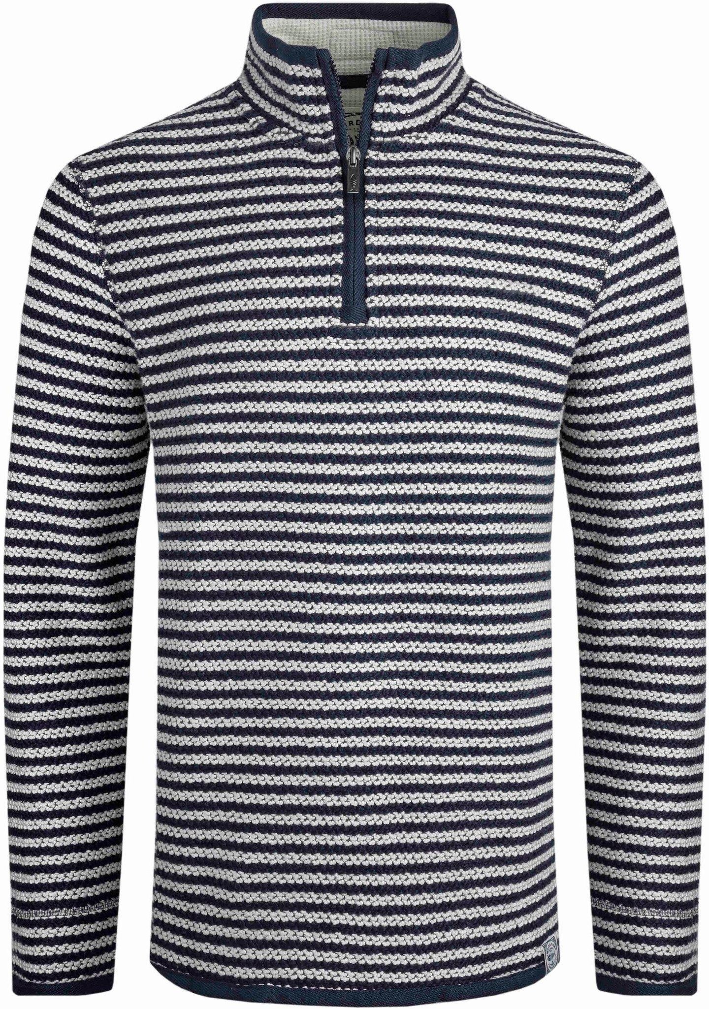 Thumbnail - Weird Fish - "Shorling" Pullover mit kurzem Reißverschluss für Herren (Ecru)
