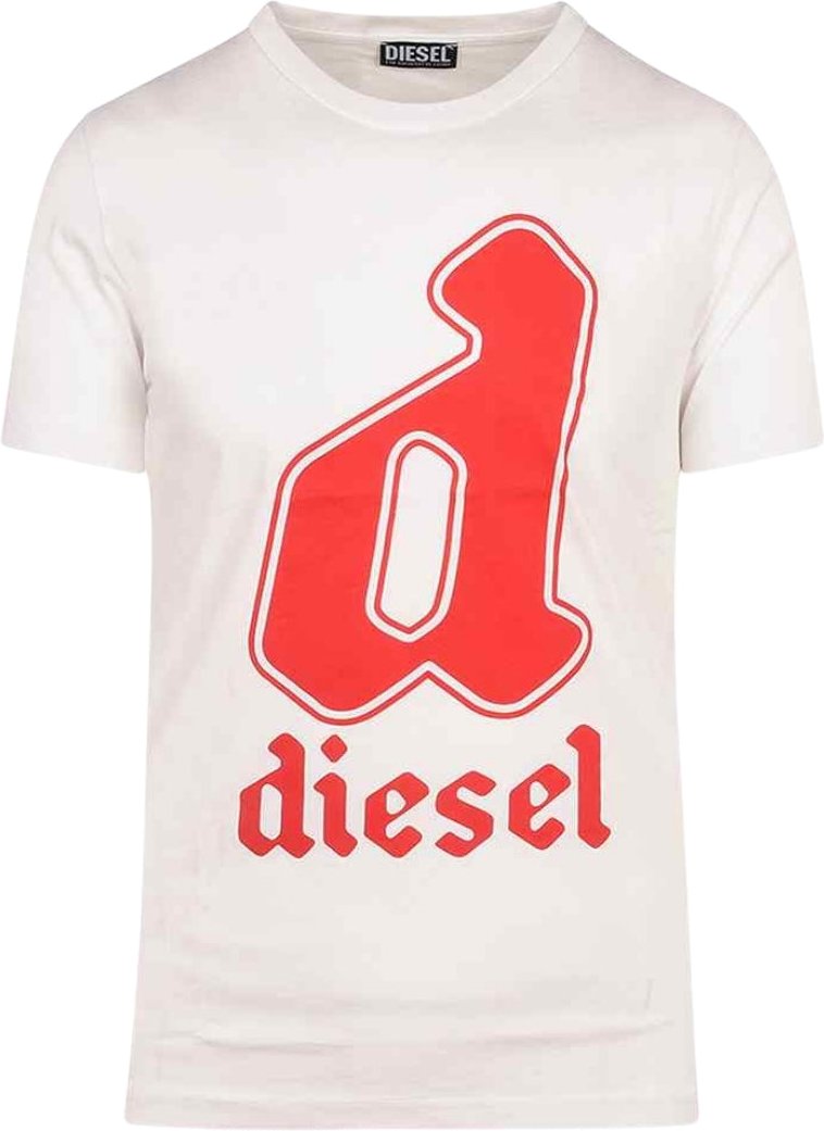 Weißes T-Shirt mit großem D-Logo von Diesel