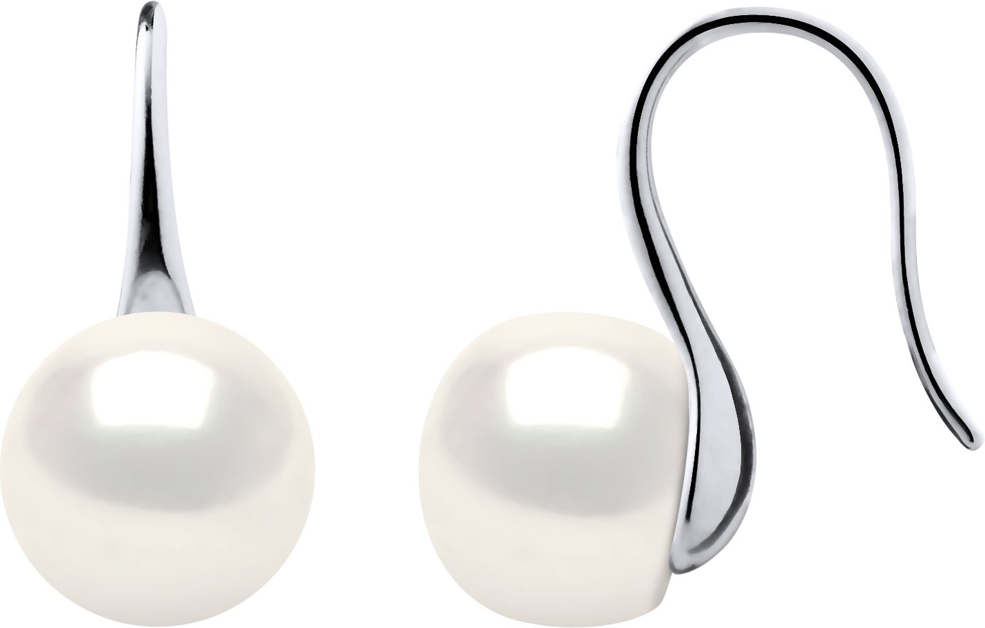 Ohrringe Haken Süßwasserperlen 9-10 mm Knöpfe Weiß 925