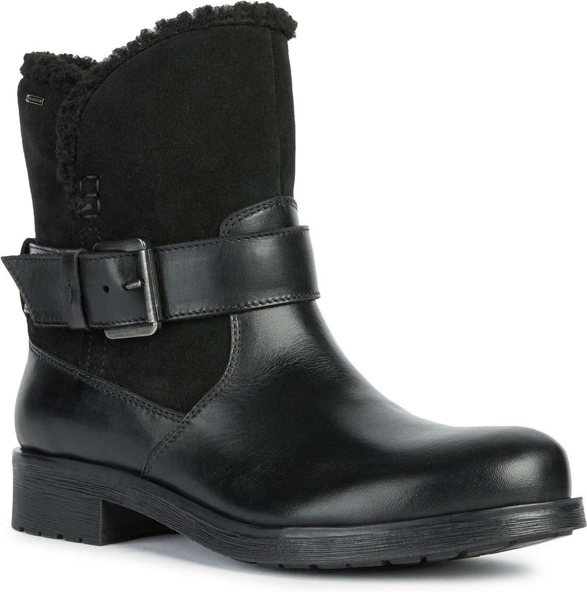 Geox D Rawelle B ABX A Rindsleder Damenstiefel In Schwarz