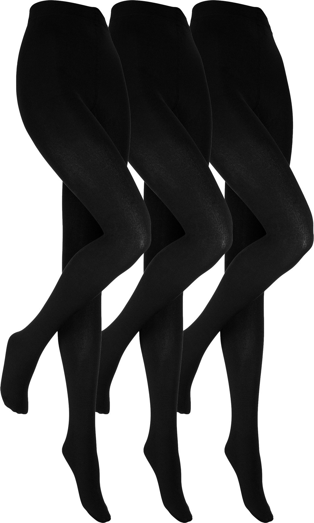 Thumbnail - Heat Holders - 3er-Pack Ladies Black Thermal Tights | Blickdichte Fleece gefütterte Strumpfhose für den Winter - Schwarz