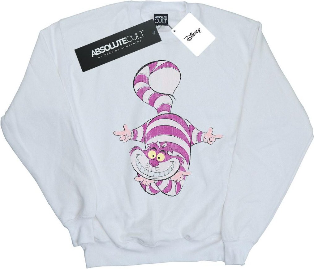 Disney - "Alice In Wonderland Cheshire Cat Upside Down" Sweatshirt für Herren (Weiß)