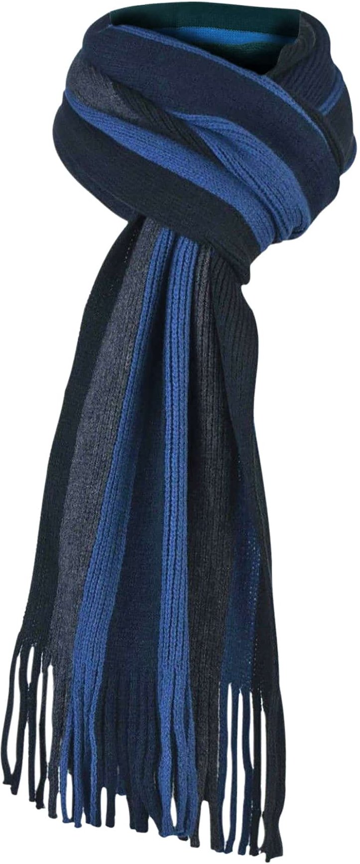 Giovanni Cassini - Luxe rayures écharpe pour les hommes - Bleu Large