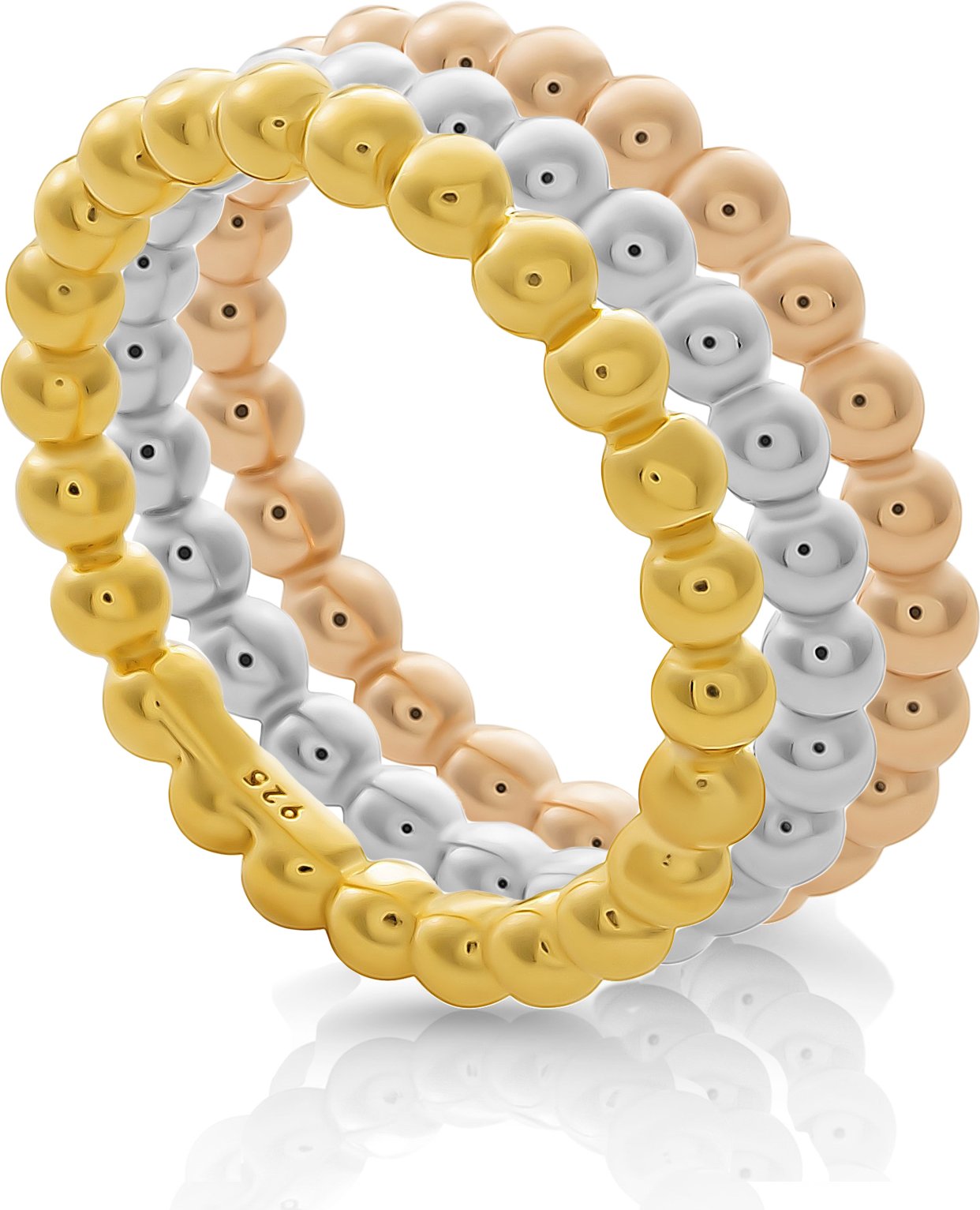 Orphelia 'Unity' Damen-Set aus 925er Sterlingsilber: 3 Ringe - Gold/Silber/Rosé SET-7541