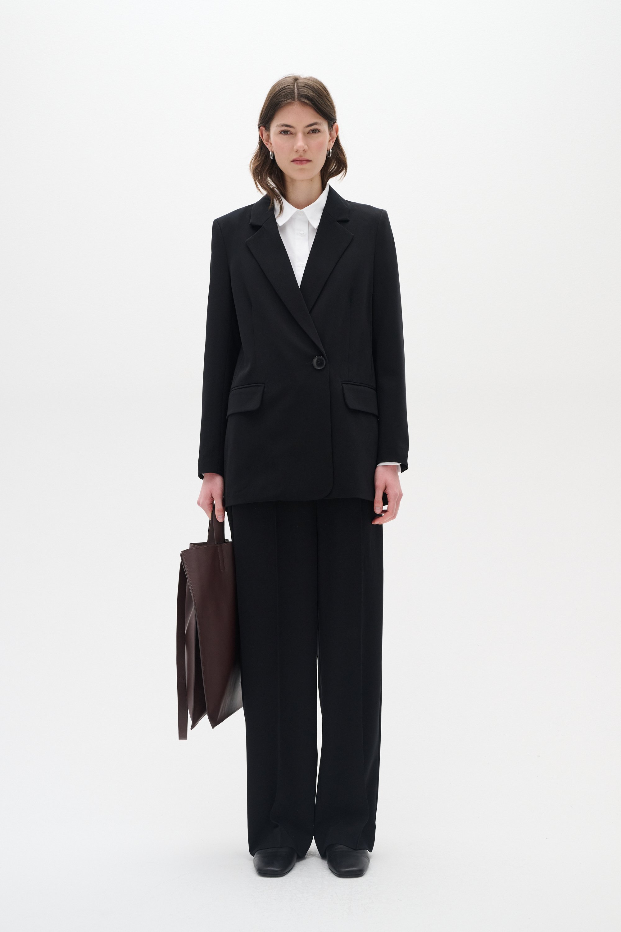 Pants Suiting Gerade Passform Blac