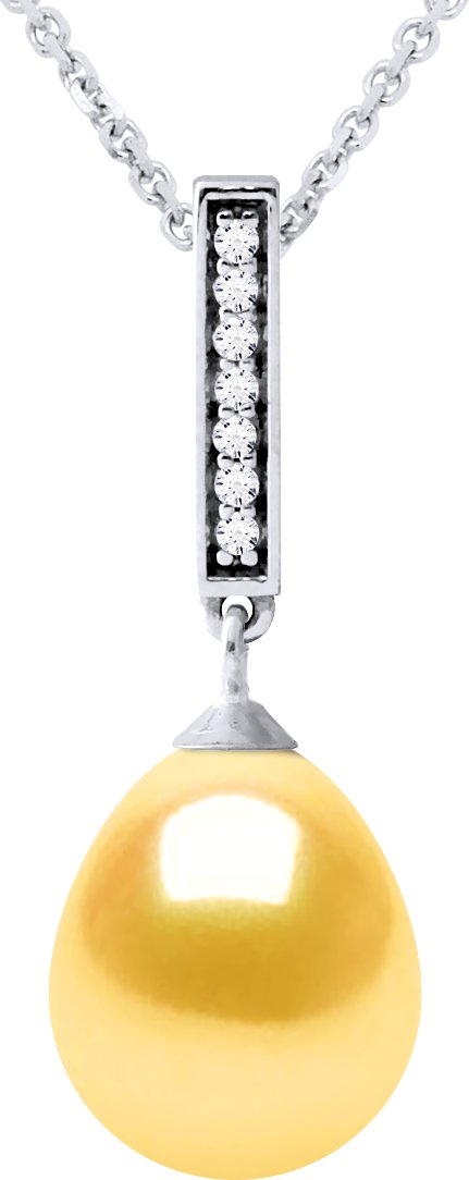 BARETTE Halskette Süßwasserperlen-Schmuck 9-10mm Golden 925