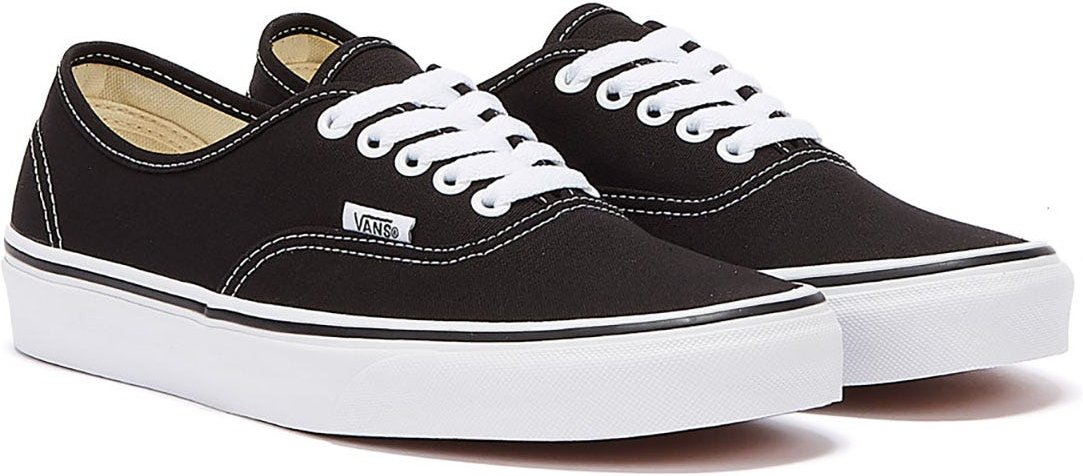 Vans Authentic Unisex Schwarz Weiß Canvas Vulcanised Skate Turnschuhe