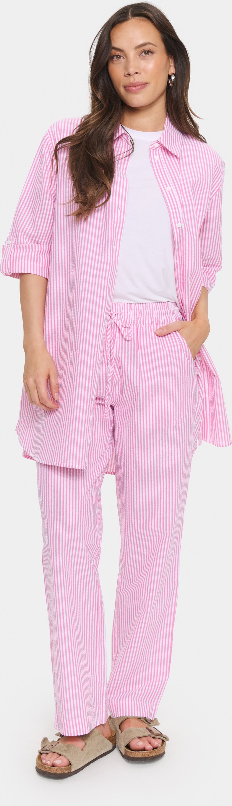 Casual Hose ElmikoSZ Gerade Passform pink white