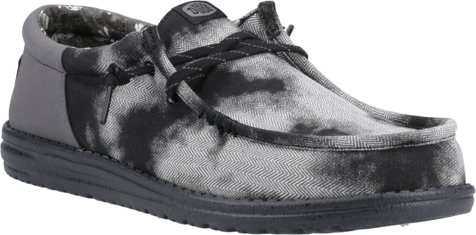 HEYDUDE Wally Funk Overdye Baumwoll Herren Mokassins Schuhe Schwarz/Graugranit