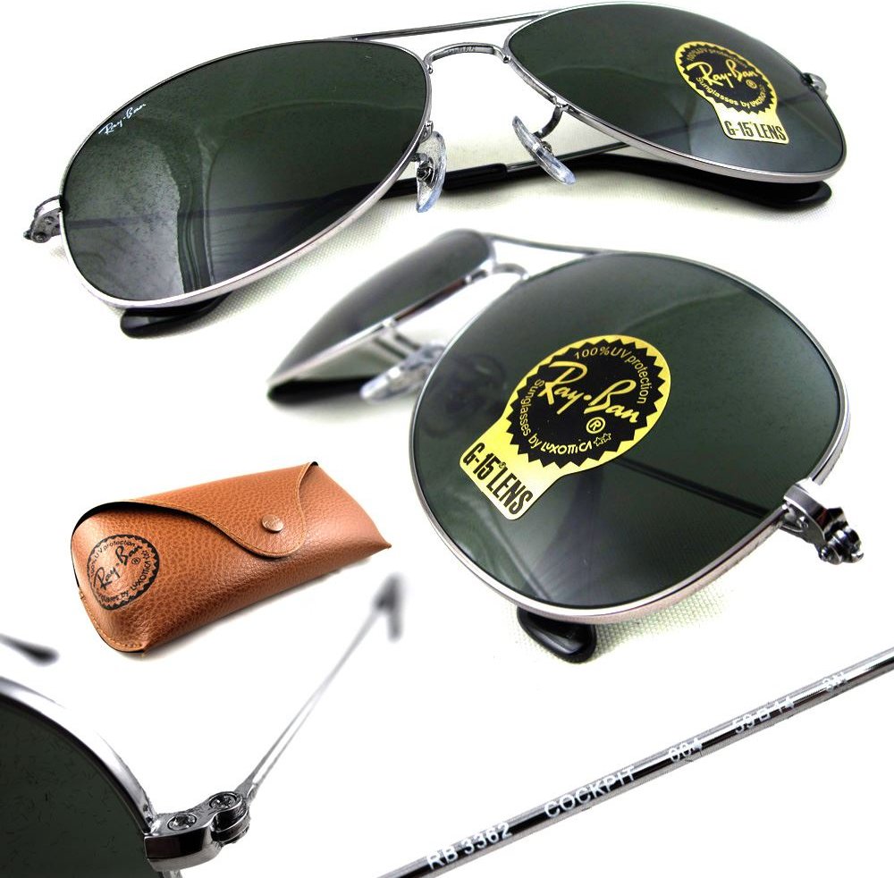 Ray-Ban Sonnenbrille Cockpit 3362 004 Gunmetal Grün 59mm